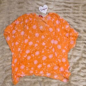 Buddy Love Orange and Pink Floral Top